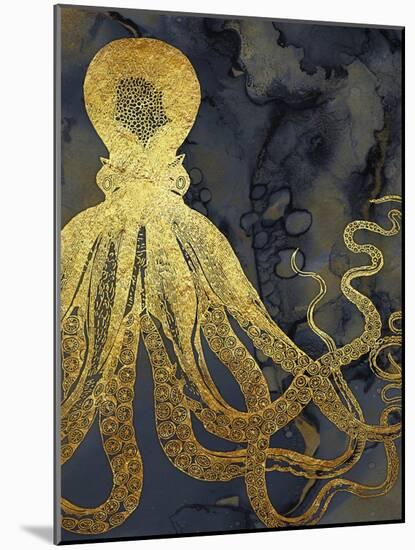 Octopus Ink Gold & Blue I-Christine Zalewski-Mounted Art Print