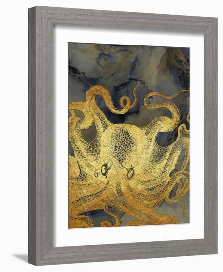 Octopus Ink Gold & Blue II-Christine Zalewski-Framed Art Print