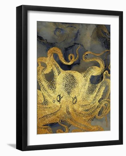 Octopus Ink Gold & Blue II-Christine Zalewski-Framed Art Print