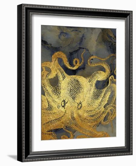 Octopus Ink Gold & Blue II-Christine Zalewski-Framed Art Print