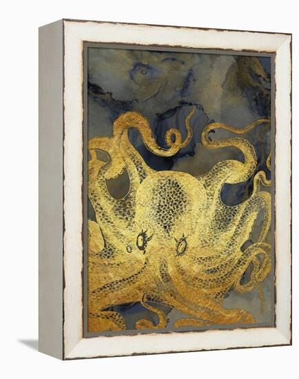 Octopus Ink Gold & Blue II-Christine Zalewski-Framed Stretched Canvas