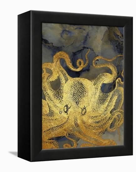 Octopus Ink Gold & Blue II-Christine Zalewski-Framed Stretched Canvas