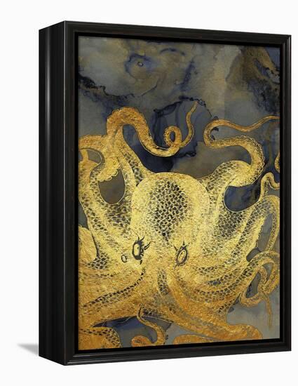 Octopus Ink Gold & Blue II-Christine Zalewski-Framed Stretched Canvas