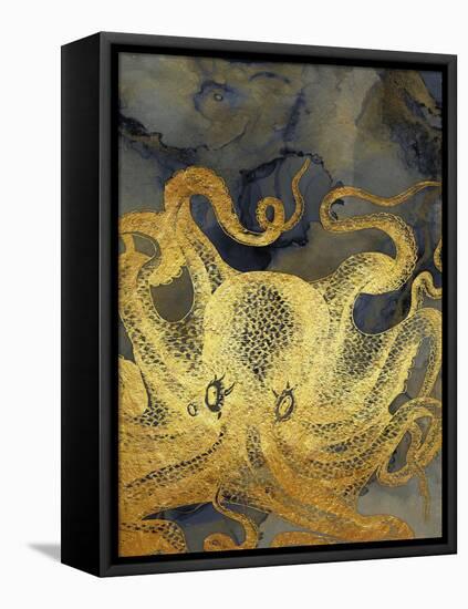 Octopus Ink Gold & Blue II-Christine Zalewski-Framed Stretched Canvas