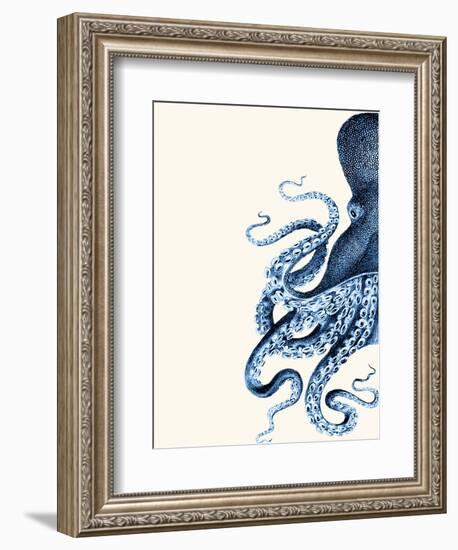 Octopus Navy Blue and Cream a-Fab Funky-Framed Premium Giclee Print