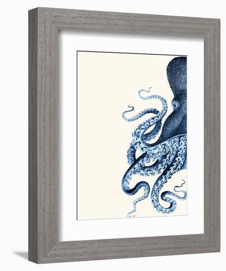 Octopus Navy Blue and Cream a-Fab Funky-Framed Premium Giclee Print