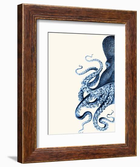 Octopus Navy Blue and Cream a-Fab Funky-Framed Premium Giclee Print