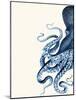 Octopus Navy Blue and Cream a-Fab Funky-Mounted Art Print