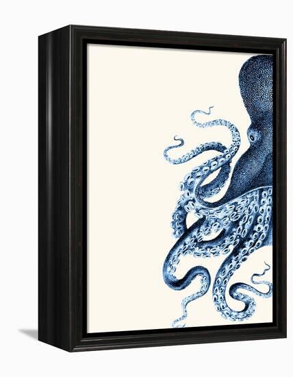 Octopus Navy Blue and Cream a-Fab Funky-Framed Stretched Canvas