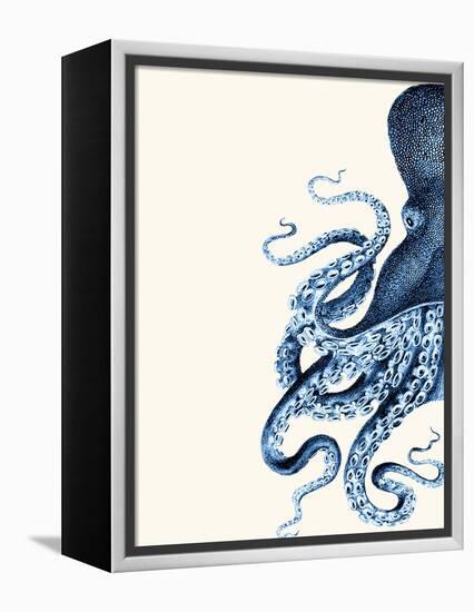 Octopus Navy Blue and Cream a-Fab Funky-Framed Stretched Canvas