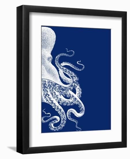 Octopus Navy Blue and Cream b-Fab Funky-Framed Premium Giclee Print