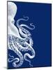 Octopus Navy Blue and Cream b-Fab Funky-Mounted Art Print