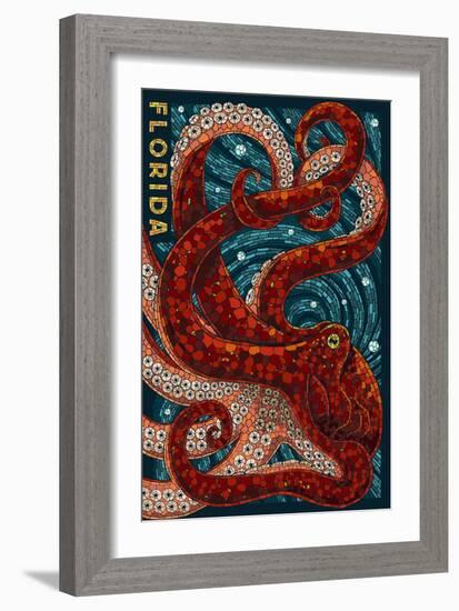 Octopus Paper Mosaic - Florida-Lantern Press-Framed Art Print