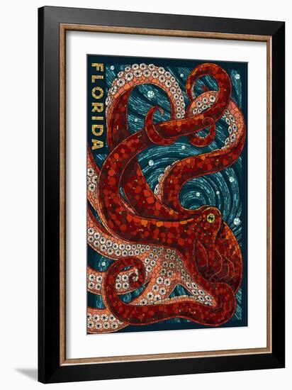 Octopus Paper Mosaic - Florida-Lantern Press-Framed Art Print