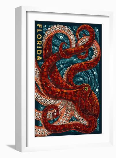 Octopus Paper Mosaic - Florida-Lantern Press-Framed Art Print