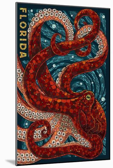 Octopus Paper Mosaic - Florida-Lantern Press-Mounted Art Print