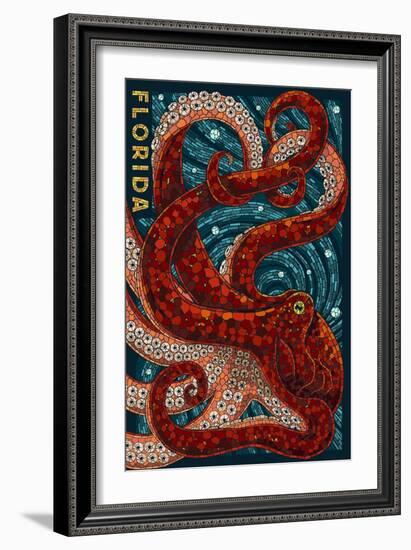 Octopus Paper Mosaic - Florida-Lantern Press-Framed Art Print