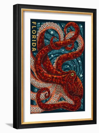 Octopus Paper Mosaic - Florida-Lantern Press-Framed Art Print