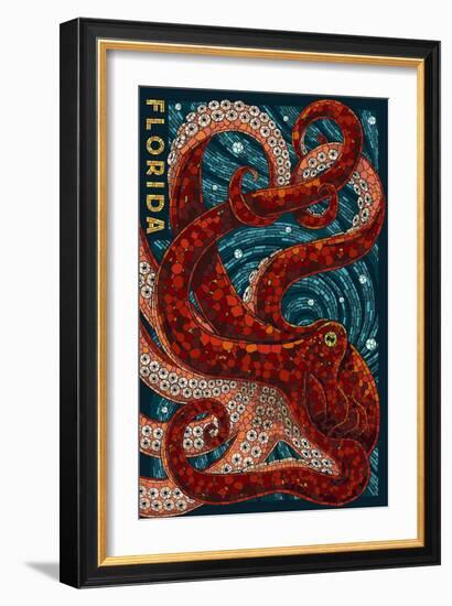 Octopus Paper Mosaic - Florida-Lantern Press-Framed Premium Giclee Print