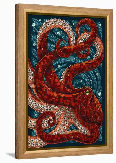 Octopus - Paper Mosaic-Lantern Press-Framed Stretched Canvas