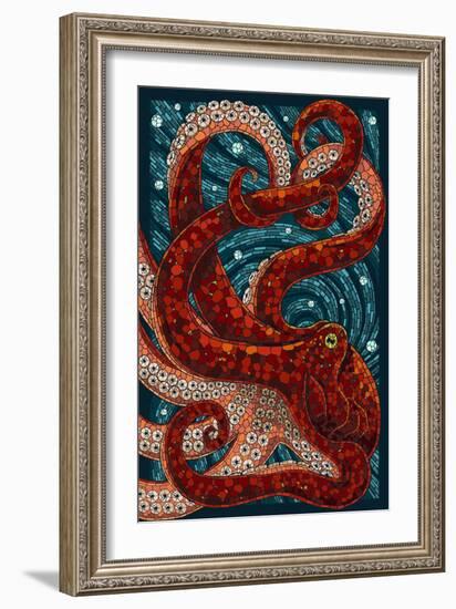 Octopus - Paper Mosaic-Lantern Press-Framed Premium Giclee Print