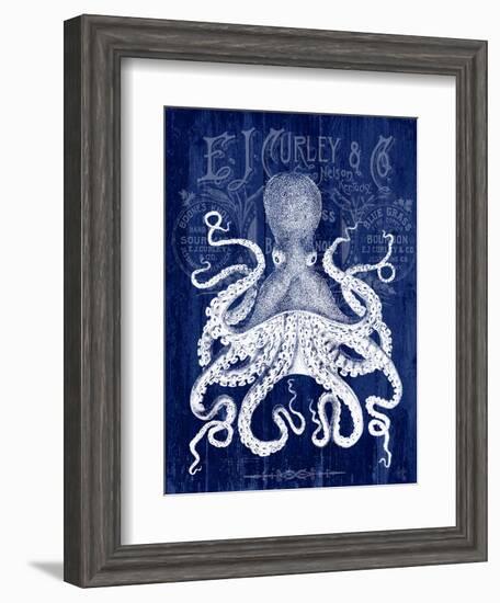 Octopus Prohibition Octopus On Blue-Fab Funky-Framed Art Print