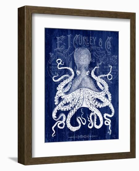Octopus Prohibition Octopus On Blue-Fab Funky-Framed Art Print