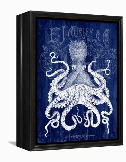 Octopus Prohibition Octopus On Blue-Fab Funky-Framed Stretched Canvas