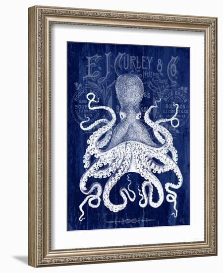 Octopus Prohibition Octopus On Blue-Fab Funky-Framed Art Print