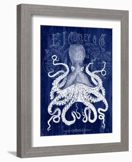 Octopus Prohibition Octopus On Blue-Fab Funky-Framed Art Print