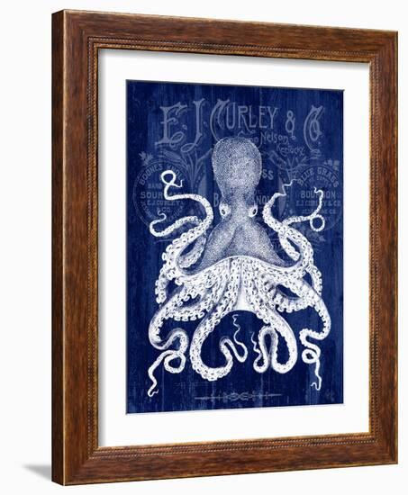 Octopus Prohibition Octopus On Blue-Fab Funky-Framed Art Print