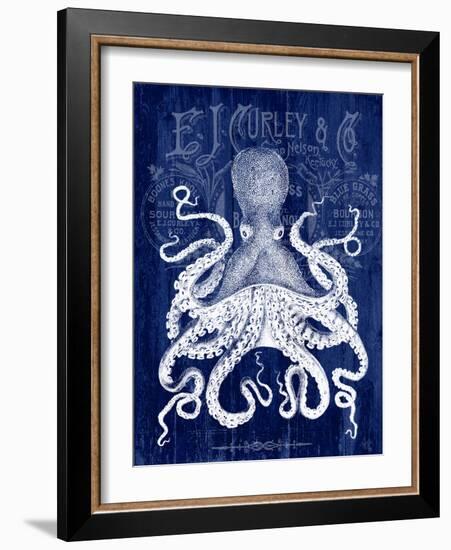 Octopus Prohibition Octopus On Blue-Fab Funky-Framed Art Print