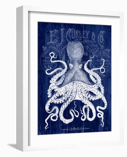 Octopus Prohibition Octopus On Blue-Fab Funky-Framed Art Print