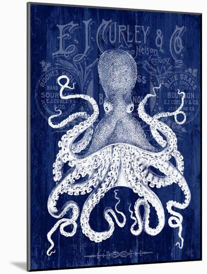 Octopus Prohibition Octopus On Blue-Fab Funky-Mounted Art Print