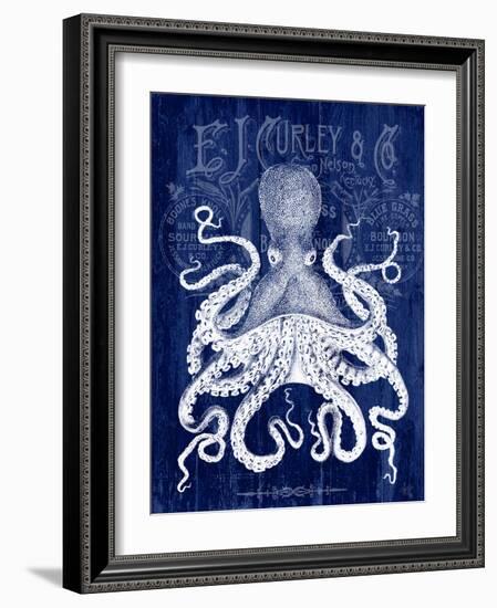 Octopus Prohibition Octopus On Blue-Fab Funky-Framed Art Print