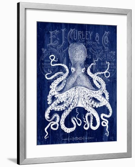 Octopus Prohibition Octopus On Blue-Fab Funky-Framed Art Print