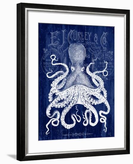 Octopus Prohibition Octopus On Blue-Fab Funky-Framed Art Print