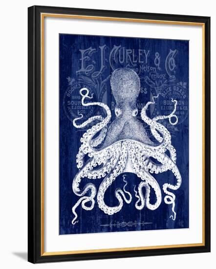 Octopus Prohibition Octopus On Blue-Fab Funky-Framed Art Print