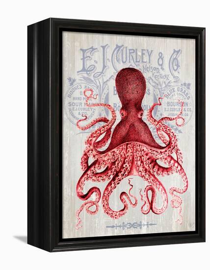 Octopus Prohibition Octopus On White-Fab Funky-Framed Stretched Canvas