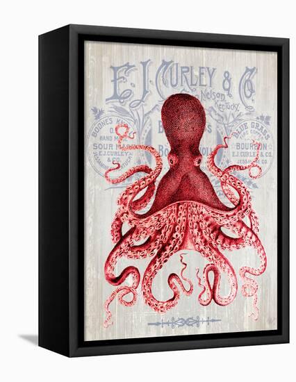 Octopus Prohibition Octopus On White-Fab Funky-Framed Stretched Canvas