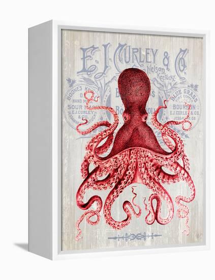 Octopus Prohibition Octopus On White-Fab Funky-Framed Stretched Canvas