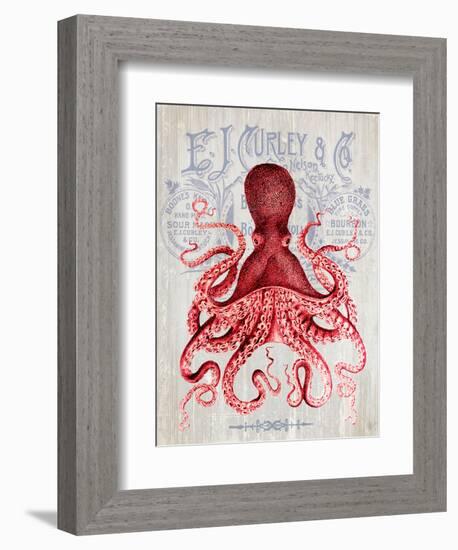 Octopus Prohibition Octopus On White-Fab Funky-Framed Art Print