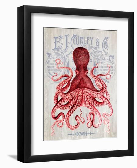 Octopus Prohibition Octopus On White-Fab Funky-Framed Art Print