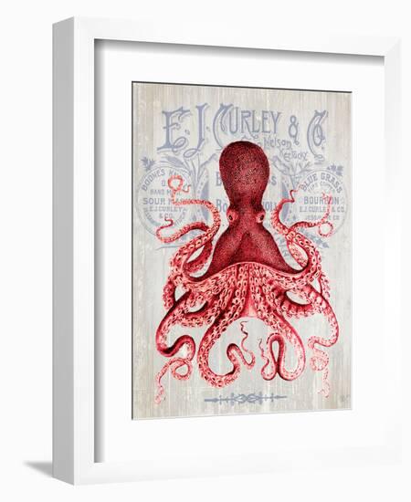 Octopus Prohibition Octopus On White-Fab Funky-Framed Art Print