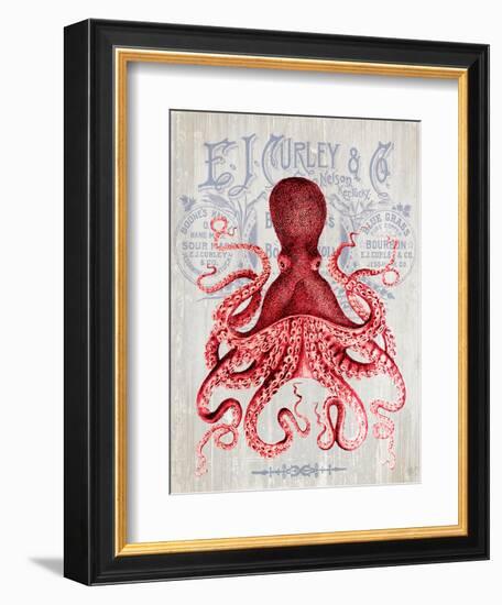 Octopus Prohibition Octopus On White-Fab Funky-Framed Art Print