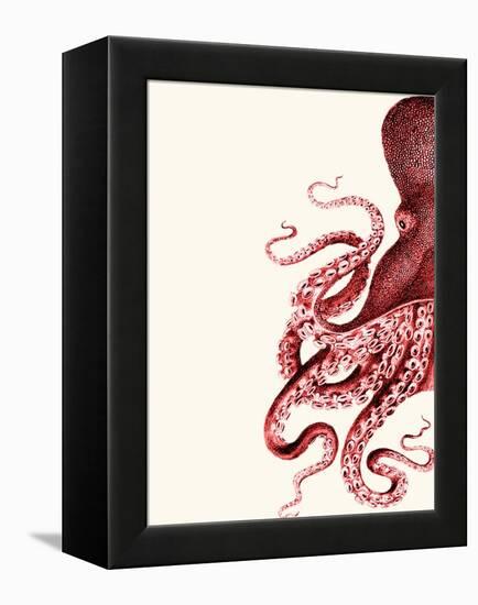 Octopus Red and White a-Fab Funky-Framed Stretched Canvas