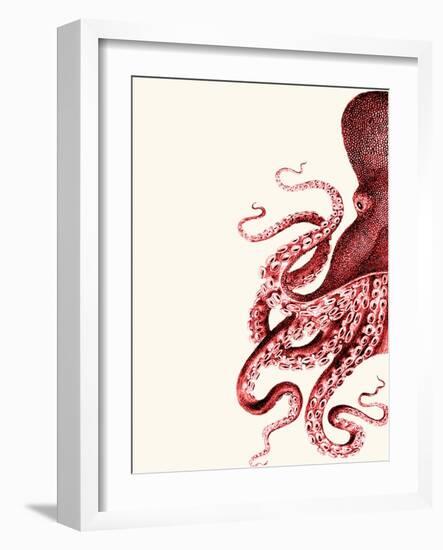 Octopus Red and White a-Fab Funky-Framed Art Print