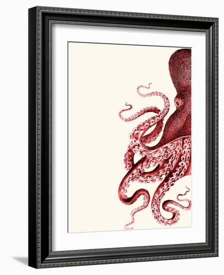 Octopus Red and White a-Fab Funky-Framed Art Print