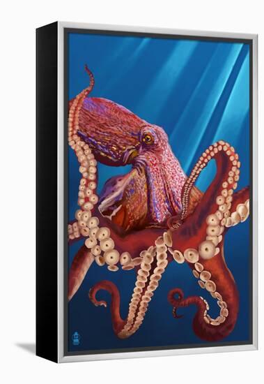 Octopus - Red-Lantern Press-Framed Stretched Canvas