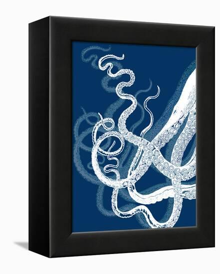 Octopus Tentacles Blue And White-Fab Funky-Framed Stretched Canvas